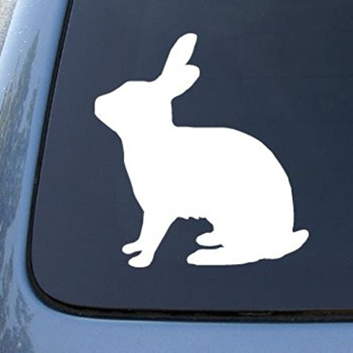CMI553 RABBIT SILHOUETTE - Bunny | Die Cut Vinyl Car Decal Sticker for Car Window Bumper Truck Laptop Ipad Notebook Computer Skateboard Motorcycle | Premium White Vinyl Decal | 5.75" X 5.25"
