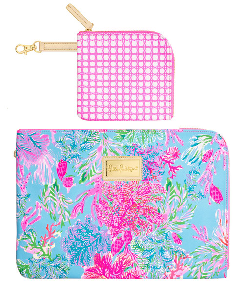 Lilly Pulitzer Padded Tech Sleeve with Small Zip Pouch for Accessories, Cute Laptop Case for Women, Tablet Bag or 13 Inch Laptop Sleeve (Cay to My Heart)