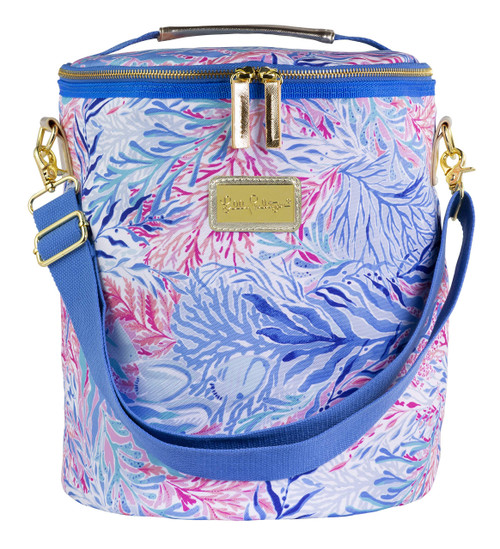 Lilly Pulitzer Insulated Soft Beach Cooler with Adjustable/Removable Strap and Double Zipper Close, Kaleidoscope Coral