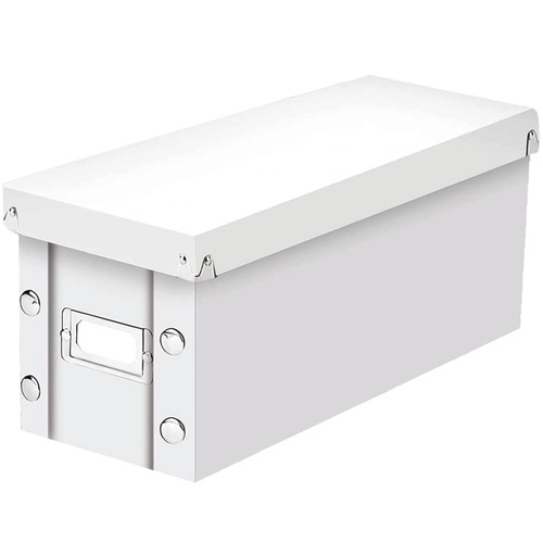 CD Storage Box - Pack of 1 - Durable 5.1 x 5.1 x 13.2 Inch Disc Holder with Lid to Store up to 165 Discs - White