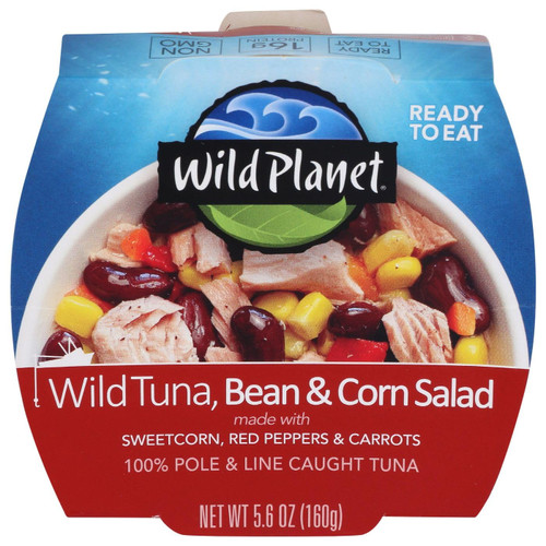 Wild Planet Ready-to-Eat Wild Tuna, Bean & Corn Salad with Organic Sweetcorn, Red Peppers and Carrots, 5.6oz (Pack of 1)