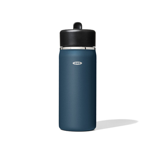 OXO Strive 16oz Wide Mouth Water Bottle with Straw Lid - Dark Cobalt