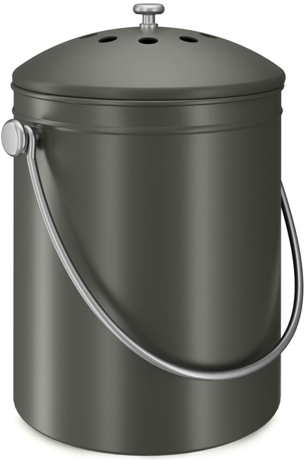 Utopia Kitchen Compost Bin for Kitchen Countertop - 1.3 Gallon Compost Bucket for Kitchen with Lid - Includes 1 Spare Charcoal Filter (Grey)