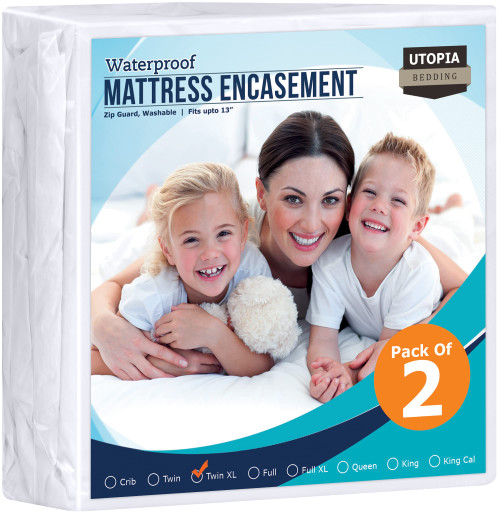Utopia Bedding Zippered Mattress Encasement Twin XL - 100% Waterproof and Bed Bug Proof Mattress Protector - Absorbent, Six-Sided Mattress Cover (Pack of 2) Utopia Bedding Zippered Mattress Encasement Twin XL - 100% Waterproof and Bed Bug Proof Mattress Protector - Absorbent, Six-Sided Mattress Cover (Pack of 2)