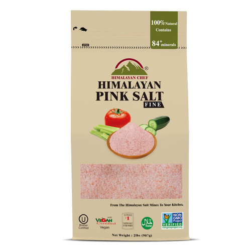 Himalayan Chef Pink Himalayan Salt, Fine Grain - 2 Pound (Pack of 2)