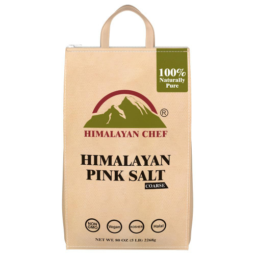 Himalayan Chef Pink Salt - Salt for Grinder Refill - 80oz Bag (5 Pounds Bag), 100% Natural, Non-GMO, Vegan, and Kosher Certified | Coarse Grains