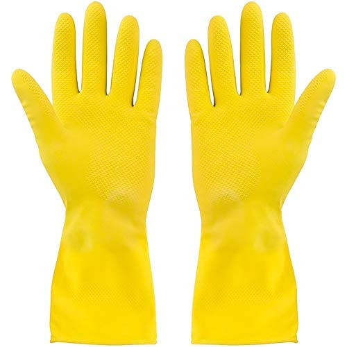 SteadMax 3 Pack Yellow Cleaning Dish Gloves, Professional Natural Rubber Latex Dishwashing Gloves, Reusable Kitchen Dishwasher Gloves Extra Large Size (3 Pairs)