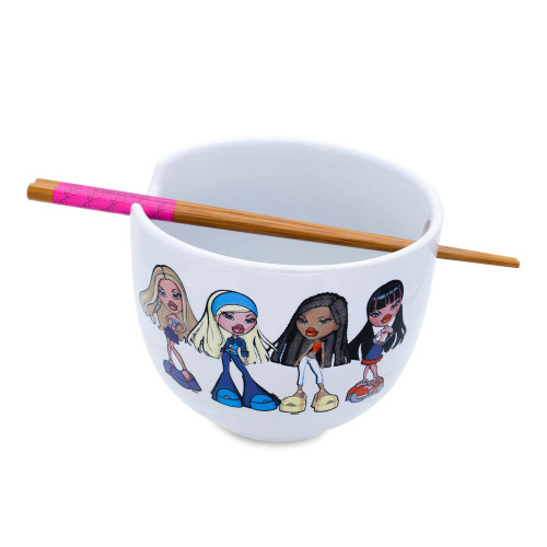 Silver Buffalo Bratz 20-Ounce Ceramic Ramen Bowl & Chopstick Set, Pink (BTZ610KD)