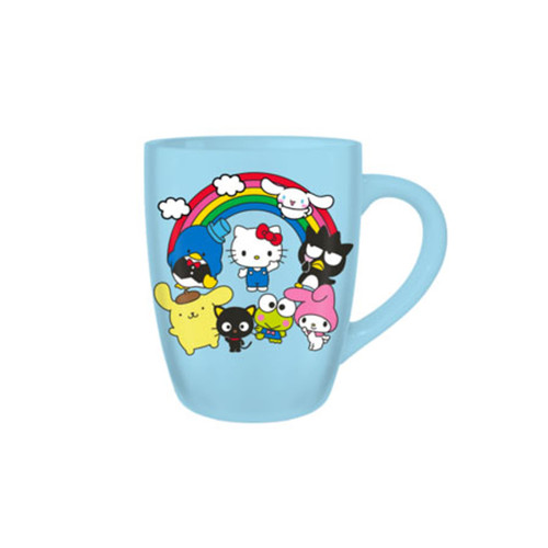 Silver Buffalo Sanrio Group Shot Rainbow Jumbo Curved Ceramic Mug, 25 Ounces
