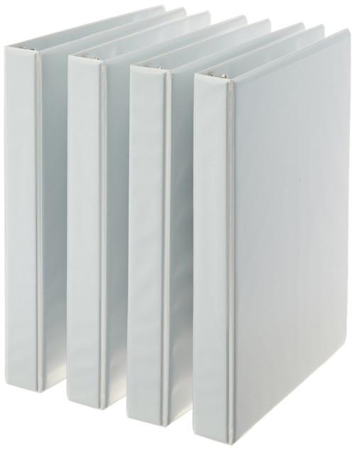 Amazon Basics 3-Ring Binder, 1-Inch - White, 4-Pack