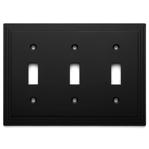 Cosmas 25037-FB Flat Black Triple Toggle Switchplate Wall Switch Plate Cover