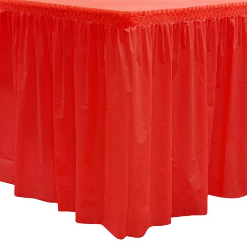 Party Essentials Heavy Duty Plastic Table Skirt, 29" x 14', Red