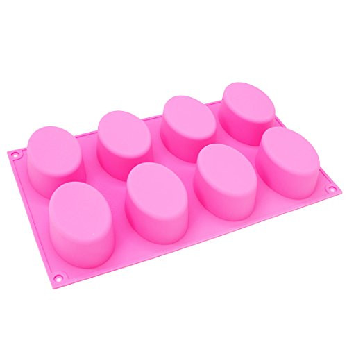 X-Haibei Friand Oval Cake Chocolate Jello Muffin Gelatin Soap Mold Silicone 8-cavity