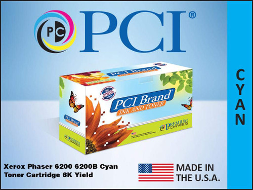 PCI Brand Compatible Toner Cartridge Replacement for Xerox Phaser 6200 6200B Cyan Toner Cartridge 8K Yield