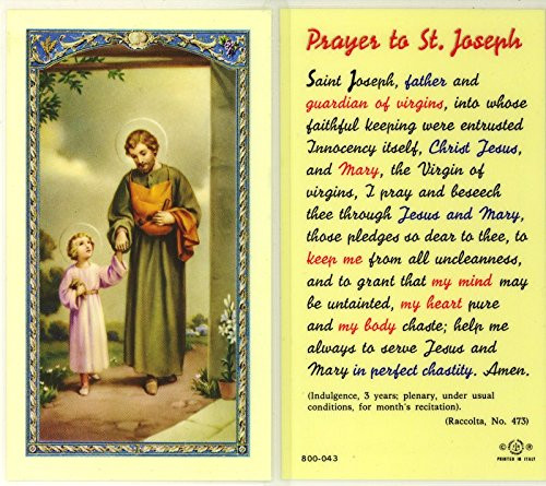 WJ Hirten E24-629 Prayer to Saint Joseph Clear Holy Cards