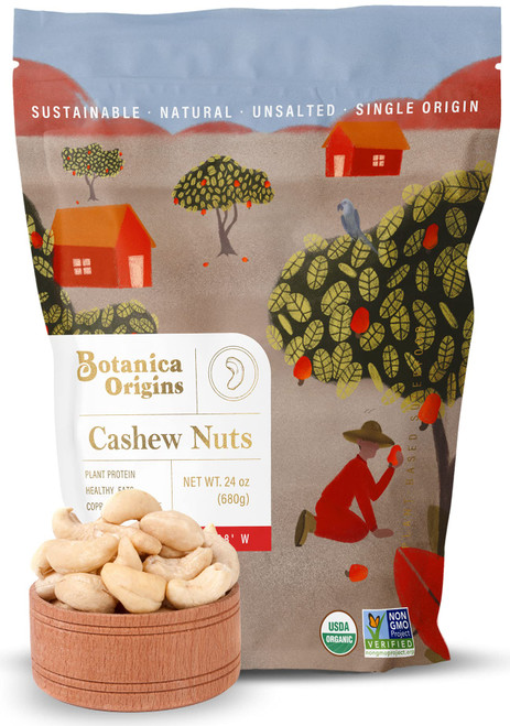 Botanica Raw Whole Cashews, 24 oz | Organic | Crunchy | Unsalted | Vegan, Keto and Paleo Friendly