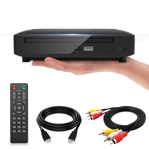 Mini DVD Player for TV, Region Free HD 1080P Supported with HDMI/AV Cables, USB Input, Contain Remote Control for DVD Player, Support PAL/NTSC System