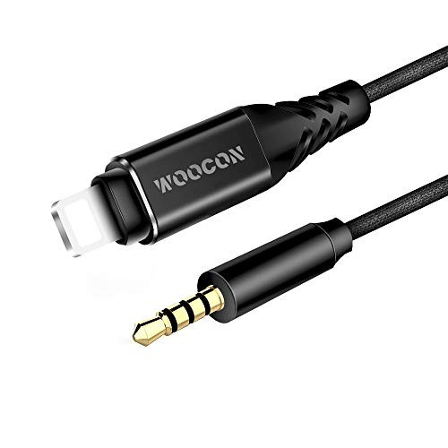 Woocon for iPhone to 3.5mm AUX Cord, 4ft Male Stereo Audio Cable for iPhone X/8/8 Plus/7 Plus, ipad, iPod, Car Stereo, Speakers, Headphones, Support All iOS [Nylong Braided]
