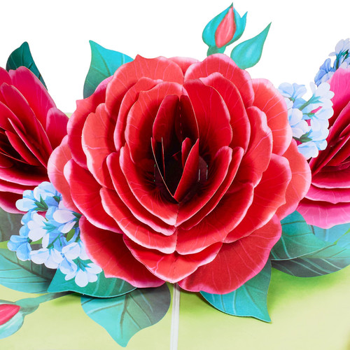 Paper Love 3D Red Roses Pop Up Card, Pop Up Card, For All Occasions, Summer, Anniversary, Mothers Day, Valentines Day, Thank You or Just Because - 5" x 7" Cover - Includes Envelope and Note Tag