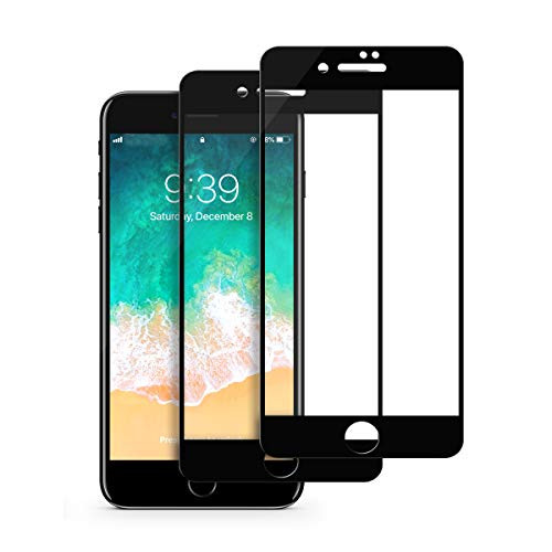 Tentoki iPhone 7 Plus / 8 Plus Screen Protector, [2 Pack] Full Coverage HD Tempered Glass Screen Protectors [Case-Friendly] Edge to Edge Protection Screen Film for iPhone 7/8 Plus (Black)