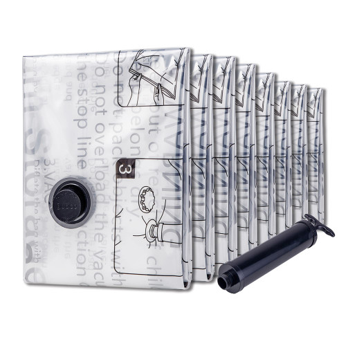 SUOCO Vacuum Storage Bags (8 XXL), Space Saver Bags for Clothes, Bedding, Pillows, Comforters, Blankets Storage, Vacuum Sealer Compression Airtight Bags with Travel Hand Pump