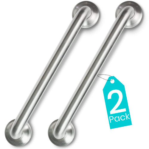 Vive Grab Bar for Bathtubs and Showers 2 Pack - Handicap Bathroom Safety Rail for Elderly - Wall Senior Handle for Tub, Toilet, Bath - Disability Assist Device Accessories Handrail (16 Inch)