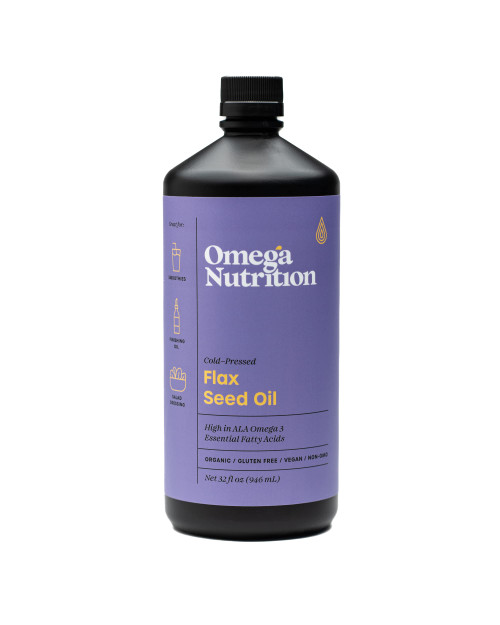 Omega Nutrition Flax Seed Oil, Cold-Pressed from Organic, Non-GMO Flax Seeds, Omega 3 Essential Fatty Acid Liquid Supplement and Healthy Cooking Oil, 32 oz