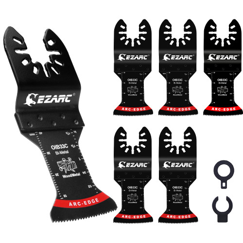 EZARC Bi-Metal Oscillating Saw Blades - 5PCS Arc Edge Multitool Blades Precise Cut for Wood with Nails, Wood, Metal
