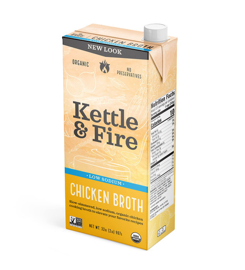 Kettle & Fire Organic Low Sodium Chicken Broth, 32 OZ