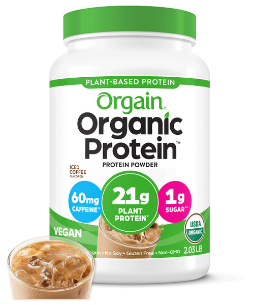 Orgain Organic Vegan Protein Powder, Iced Coffee - 21g Plant Based Protein, Gluten Free, Dairy Free, Lactose Free, Soy Free, No Sugar Added, Kosher, For Smoothies & Shakes - 2.03lb Orgain Organic Vegan Protein Powder, Iced Coffee - 21g Plant Based Protein, Gluten Free, Dairy Free, Lactose Free, Soy Free, No Sugar Added, Kosher, For Smoothies & Shakes - 2.03lb