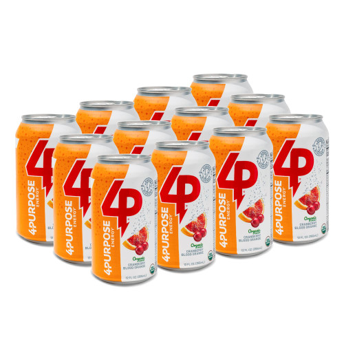 Cranberry Blood Orange Energy Drink, Natural Energy Sports Drinks with Caffeine and B-Complex Vitamins, Guilt-free Healthy Drinks, Pack of 12, 355 ml - 4 Purpose Energy