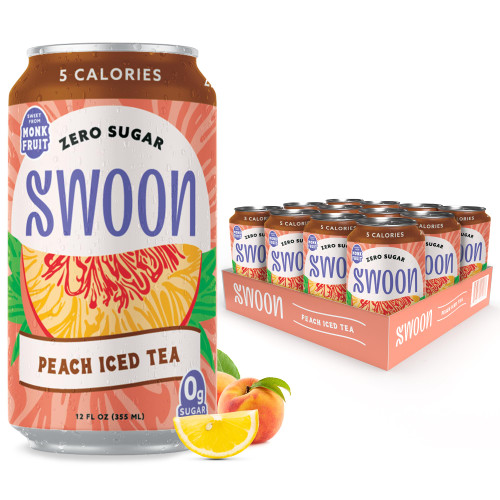 Swoon Peach Iced Tea - Low Carb, Paleo-Friendly, Gluten-Free Keto Peach Tea Beverages - Made with Organic Black Tea and Peach Juice Concentrate - 12 fl oz (Pack of 12)