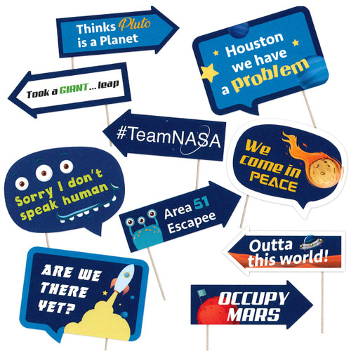 Outer Space Astronaut Photo Booth Props - Rocket Ship Universe Planets NASA Themed Decorations for Baby Shower or Birthday Party - Funny Photography Supplies - Selfie Props with Sticks - 10pcs Outer Space Astronaut Photo Booth Props - Rocket Ship Universe Planets NASA Themed Decorations for Baby Shower or Birthday Party - Funny Photography Supplies - Selfie Props with Sticks - 10pcs