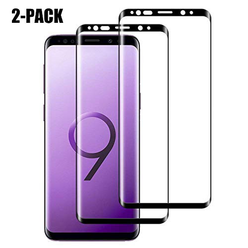 Galaxy S9 Screen Protector Glass, [2-Pack, Case Friendly] 3D Curved Full Screen for Samsung Galaxy S9 Tempered Glass Screen Protector, Clear HD Anti-Bubble Film [NOT S9 Plus]