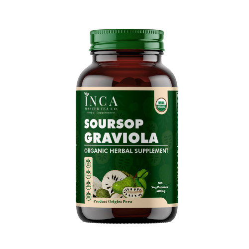 INCA MASTER TEA - Graviola Capsules 800mg, 100 Caps - Organic Soursop Capsules - Guanabana Leaves - Organic Soursop Leaves Tea - Graviola Leaves - Graviola Powder - Guanabana Tea - Graviola Extract INCA MASTER TEA - Graviola Capsules 800mg, 100 Caps - Organic Soursop Capsules - Guanabana Leaves - Organic Soursop Leaves Tea - Graviola Leaves - Graviola Powder - Guanabana Tea - Graviola Extract