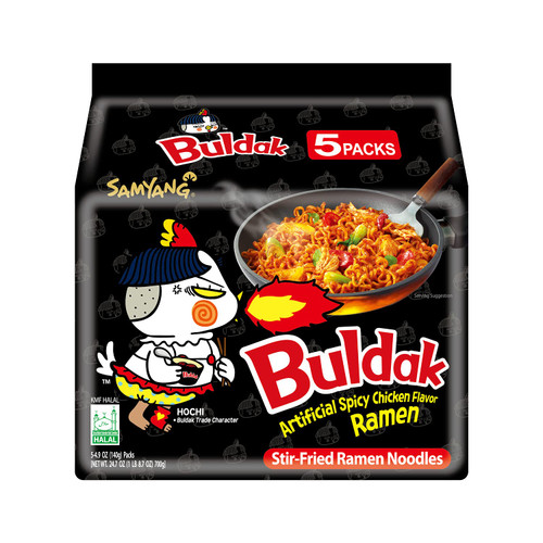 Samyang Buldak Korean Hot Spicy Chicken Stir-Fried Ramyun Noodles 4.94 oz (Pack of 5)