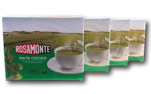 4 PACK"ROSAMONTE YERBA MATE TEA -MATE COCIDO- 50 TEA BAGS (SIN ENSOBRAR/NO INDIVIDUAL ENVELOPES) - 4 PACK