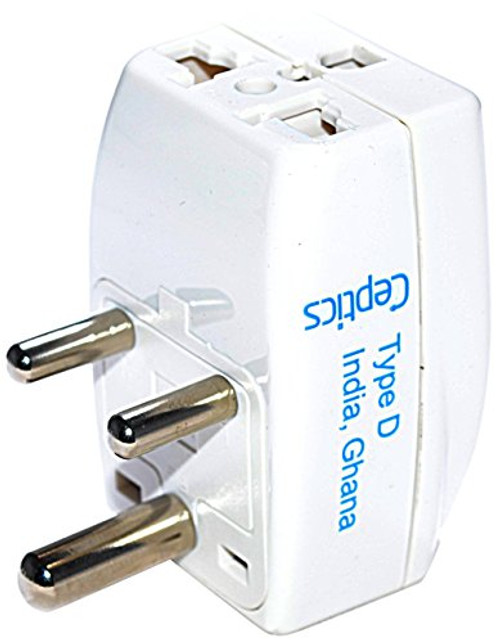 Ceptics 3 Outlet Travel Adapter Plug Type D for India, Africa