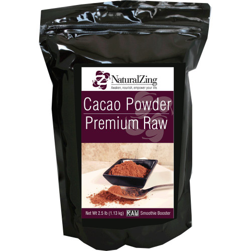 Natural Zing Cacao Powder (Raw, Organic) 2.5 lb (40oz) - Single Origin - Zero Guilt - 100% Pure Cacao - No GMO - Antioxidant Properties
