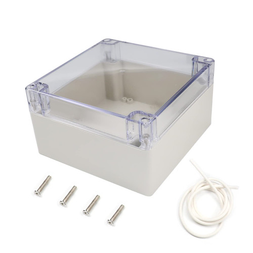 Fielect Clear Junction Box ABS Plastic Project Box Dustproof Waterproof IP67 Electrical Box Universal Project Enclosure Box with PC Transparent Cover 6.30" x 6.30" x 3.54"