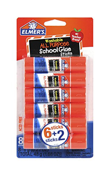 Elmer's All Purpose School Glue Sticks, Washable, 6g, 8 Count (E5004)