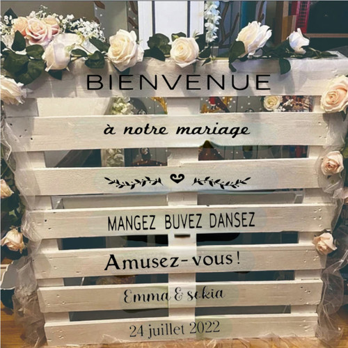 jifu Personalized Names and Date Wall Decal Vinyl Wall Art Decal Wedding Welcome Sign Decal Welcome to Our Beginning Couples Wedding Reception Home Adhesive Sticker (30x33cm)