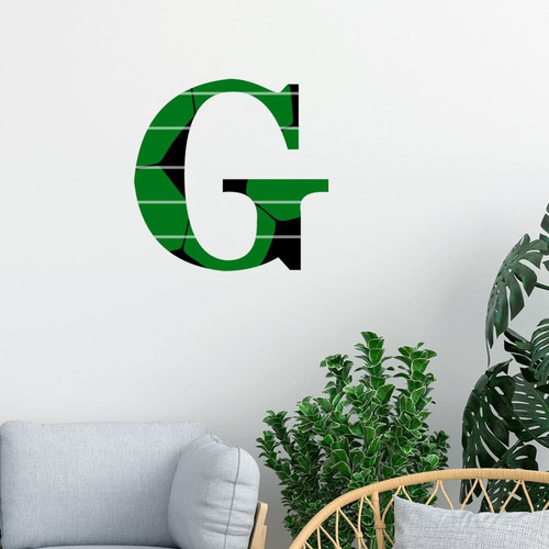 Yinrune Green Soccer Texture Monogram Vinyl Wall Decals Initial Letter G Peel and Stick Wall Murals Wall Art Stickers for Home Bedroom Kitchen Office School 36 Inch
