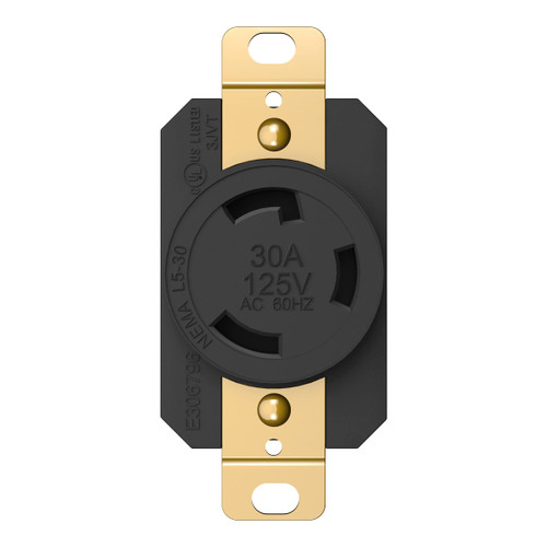 ENERLITES NEMA L5-30R Flush Mounting Locking Receptacle for Generator, Twist Lock Outlet, 30 Amp, 125 Volt, 2 Pole, 3 Wire Grounding, Industrial Grade, UL Listed, 66440-BK, Black ENERLITES NEMA L5-30R Flush Mounting Locking Receptacle for Generator, Twist Lock Outlet, 30 Amp, 125 Volt, 2 Pole, 3 Wire Grounding, Industrial Grade, UL Listed, 66440-BK, Black