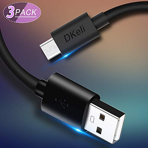 3ft Micro USB Cable Fast Charge USB Charging Cable Black with High Speed Charge and USB 2.0 Sync Android Charger Cable Compatible with Samsung Galaxy S7/S7+/S6/S6+ Kindle LG Motorola Nexus and More