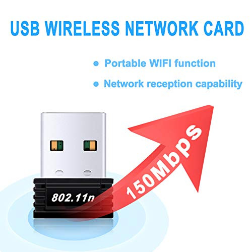 WiFi Adapter, USB WiFi Network Dongle Adapter LAN Card 2.4G/150M for Desktop Laptop PC, Compatible with Windows 10/8.1/8/7/2000/XP/Vista