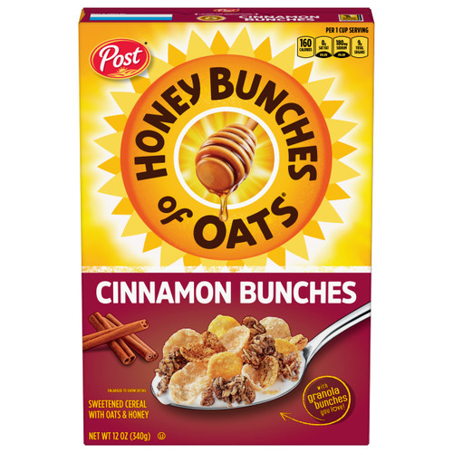 Honey Bunches of Oats Cinnamon Bunches, Heart Healthy, Low Fat, made with Whole Grain Cereal, 12 Ounce Honey Bunches of Oats Cinnamon Bunches, Heart Healthy, Low Fat, made with Whole Grain Cereal, 12 Ounce