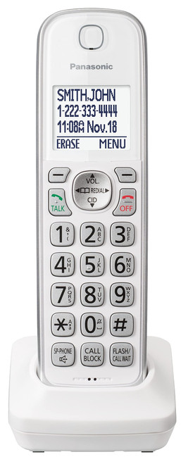 Panasonic Additional Cordless Phone Handset for use with KX-TGD63x Series Cordless Phone Systems - KX-TGDA63W (White/Silver)