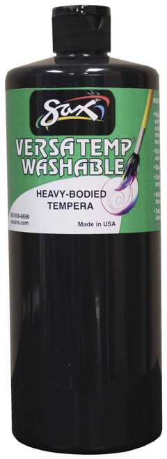 Sax Washable Versatemp Heavy Bodied Tempera Paint, Black, 1 Quart