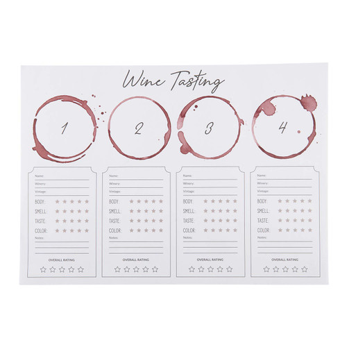 SB Design Studio SIPS Wine Tasting Placemats, 24-Count, Paper